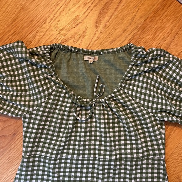 Madewell Green Gingham Check Jacquard Puff Sleeve Minidress Size XL NF940 - Picture 3 of 11
